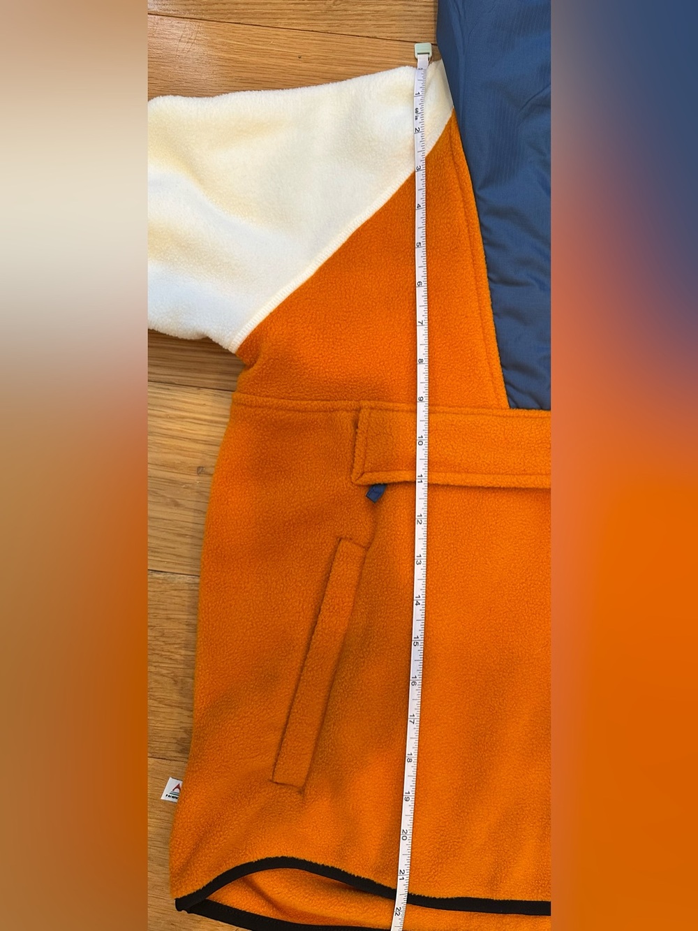 Passenger Fleece Lined Hybrid Anorak Jacket XS Orange Blue Colorblock Hooded - Picture 16 of 16